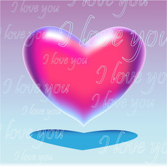 Pink realistic heart with text