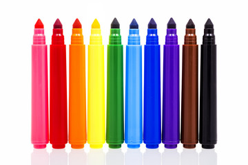Colored markers isolated on white background - Powered by Adobe