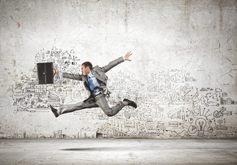 Jumping businessman