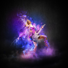 Rock passionate girl with  wings