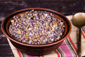 Close up on traditional Christmas kutia dish