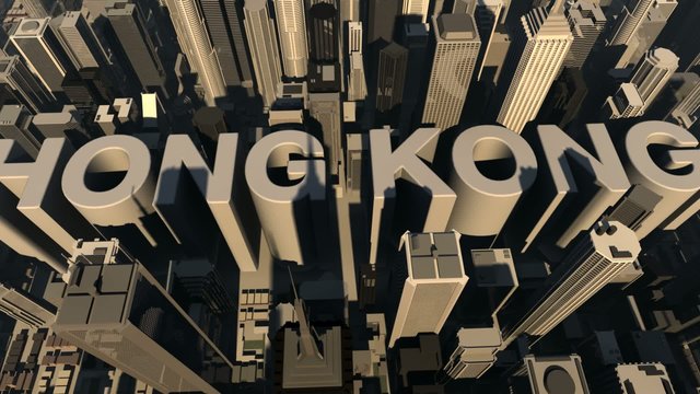 animation from the city name Hong Kong with building