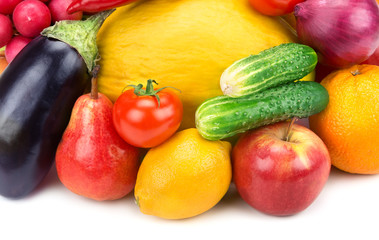 fruits and vegetables isolated on white background