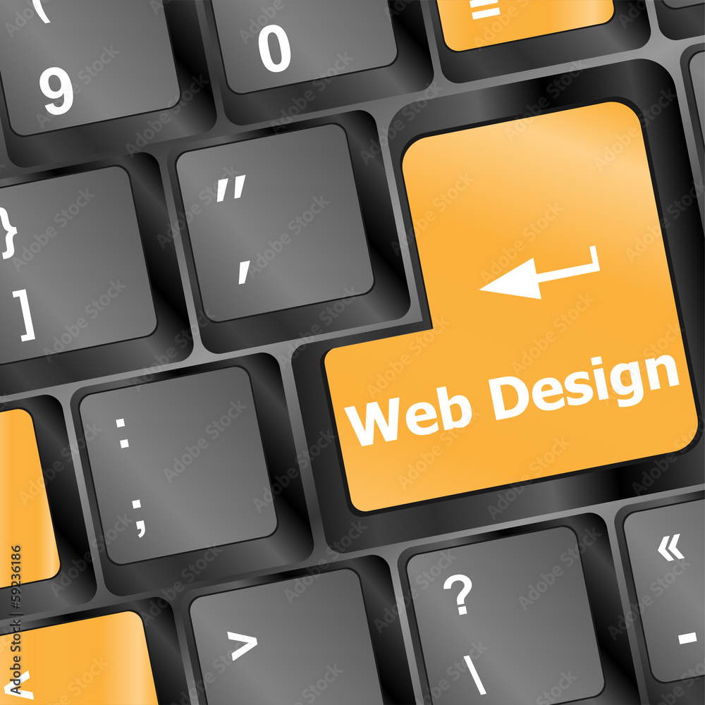 Poster web design: computer keyboard with word website on enter