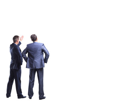 Two Businessman Looking At White Background