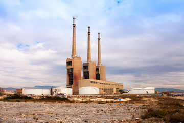 chimneys of Besos power thermal station