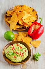 Corn chips and guacamole
