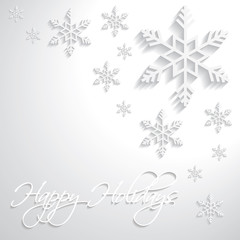 Merry Christmas snowflakes vector paper 3d