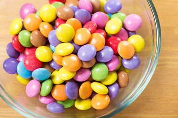 Colorful candy in bowl