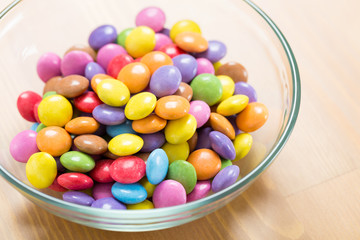 Colorful candy in bowl