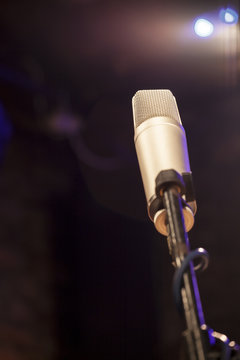 A microphone on the stage