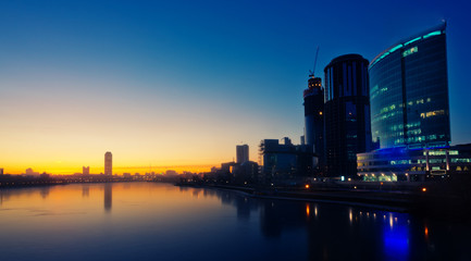 Obraz premium Quay of Yekaterinburg, sunrise, Russia