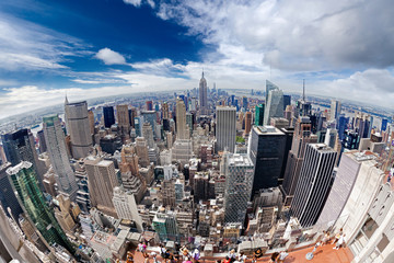An aerial view over Manhattan New York city - 59240712
