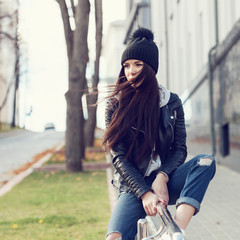 portrait of a beautiful girl hipster