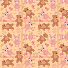 vector illustration pattern bears and hares