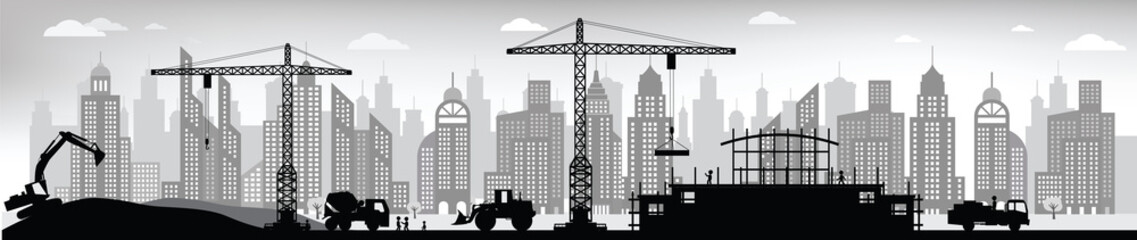Obraz premium Making the new building in the city