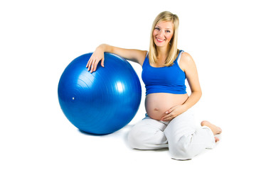 Pregnant woman isolated on white