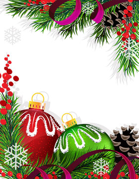 Christmas tree decorations with red ribbon