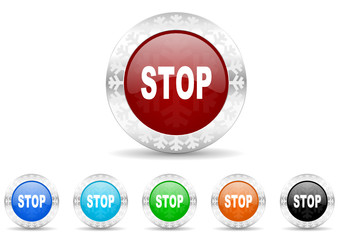 stop icon vector set