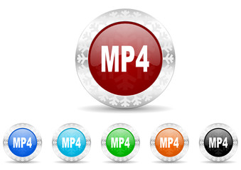mp4 icon vector set