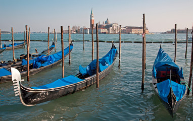 Fototapeta na wymiar Venice - gondolas and San Giorgio di Magiore church