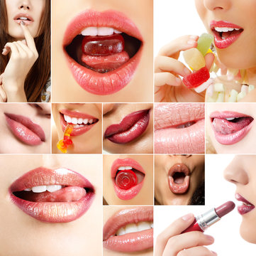 Sexy lips. Set of beautiful women's lips
