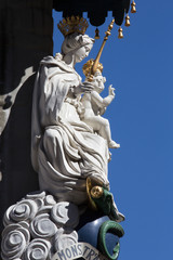 Fototapeta na wymiar Antwerp - Statue of baroque Madonna from house facade
