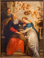 Antwerp -  Paint of Virgin Mary and St. Ann, and st. Joachim