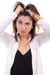 Fototapeta premium young woman with hair standing on end