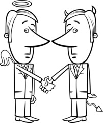 angel and devil businessmen cartoon