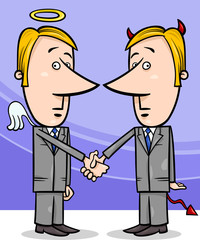 angel and devil businessmen cartoon