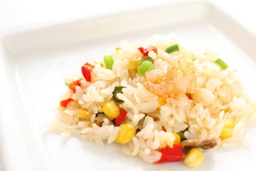 Chinese food, seafood and vegetable fried rice