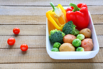 set of vegetables in a baking dish