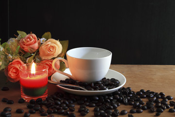 coffee beans and coffee cup