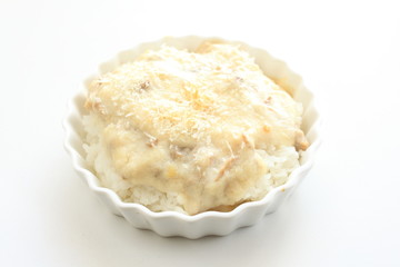 italian cuisine, Doria white sauce and chicken on rice