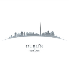 Dublin Ireland city skyline silhouette white background
