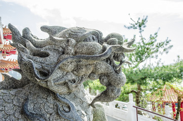 Dragon stone statue in a temple