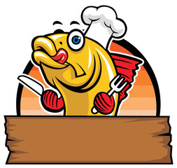 cartoon of fish chef