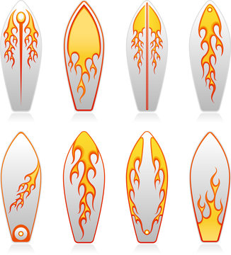Surfboards with blaze design concept. To see the other vector surfboard illustrations , please check Surfboards collection.
