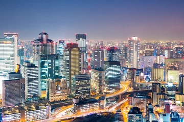 Tableaux ronds sur plexiglas Japon Osaka at dusk japan