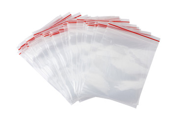 Plastic zipper bag isolated on white © koosen