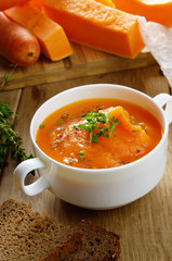 Homemade pumpkin soup puree