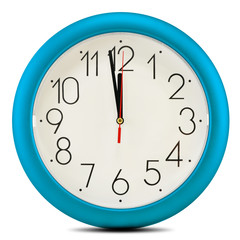 Wall clock isolated on white background. Twelve o'clock