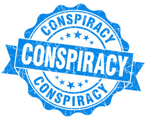 Obraz premium Conspiracy blue vintage seal isolated on white