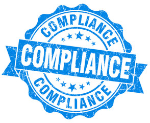 Fototapeta premium Compliance blue vintage seal isolated on white
