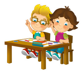 Cartoon children sitting - learning