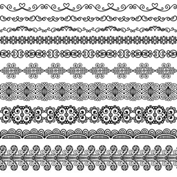 Vector hand-drawn border decoration elements patterns