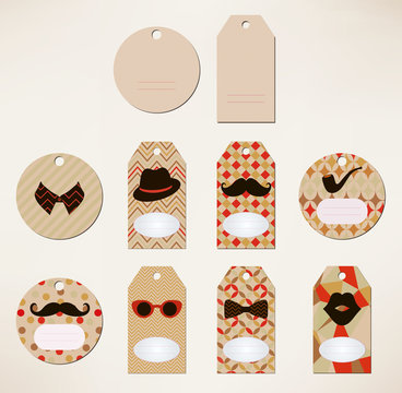 Vector Hipster price tags collection, geometric patterns
