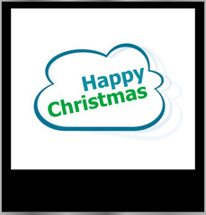 happy christmas word on cloud, isolated photo frame