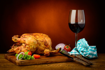 roasted chicken and red wine - 59260106